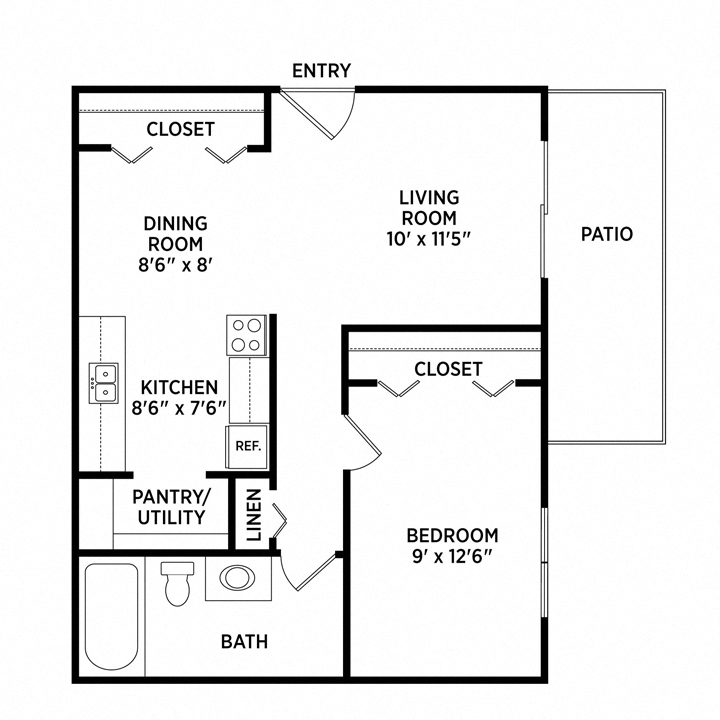 1 bedroom apartment floor plans in East Lansing, MI near Michigan State University | Burnt Tree